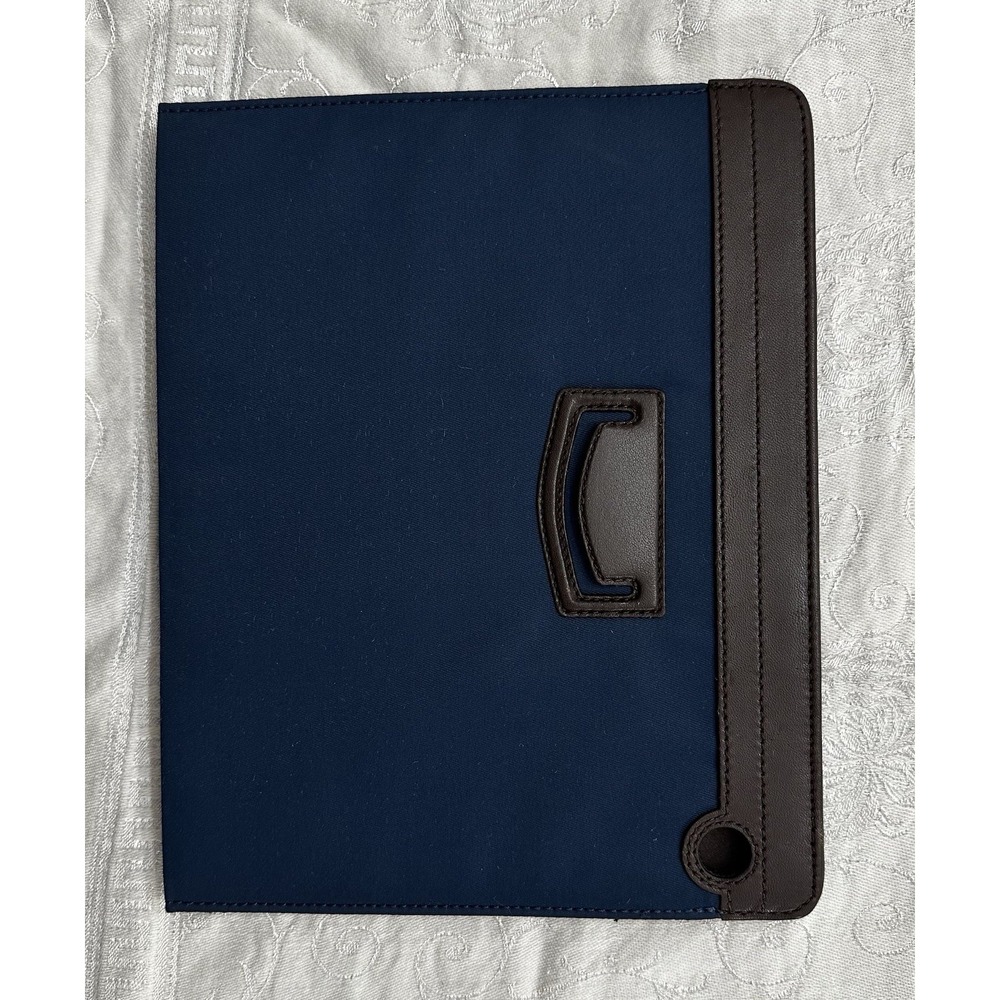 Coach Varick Nylon iPad Case Dark Blue Brown Cover Stand F61815 - Picture 2 of 9